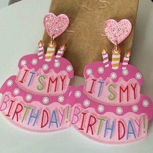Pink Birthday Cake Earrings